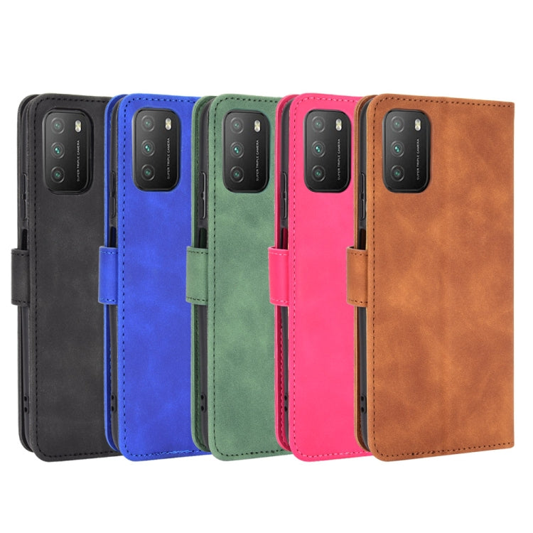 For Xiaomi Poco M3 Solid Color Skin Feel Magnetic Buckle Horizontal Flip Calf Texture PU Leather Case with Holder & Card Slots & Wallet