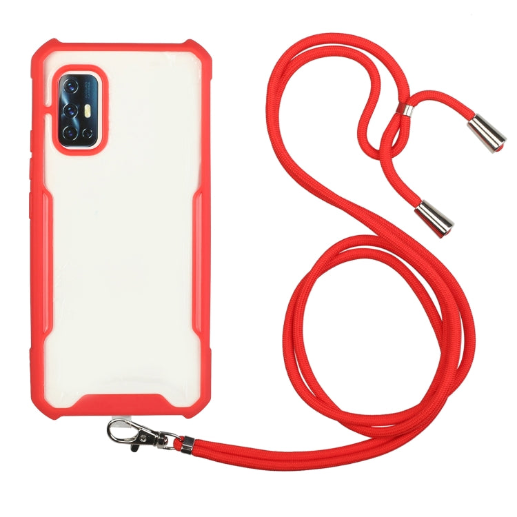 For vivo V17 (Indian Version) Acrylic + Color TPU Shockproof Case with Neck Lanyard