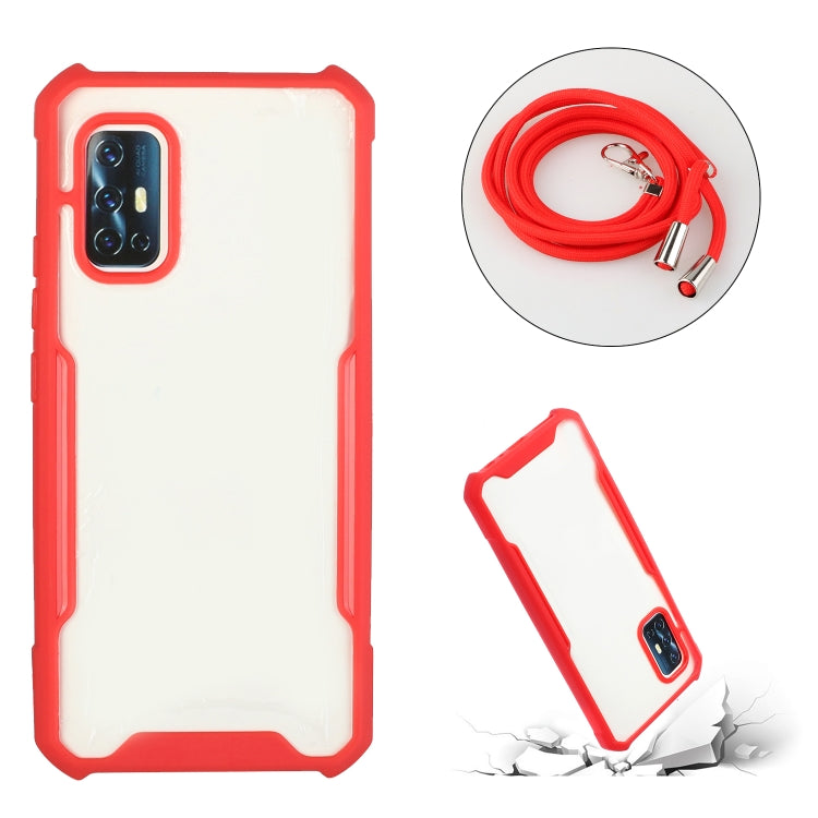 For vivo V19 (Indian Version) Acrylic + Color TPU Shockproof Case with Neck Lanyard