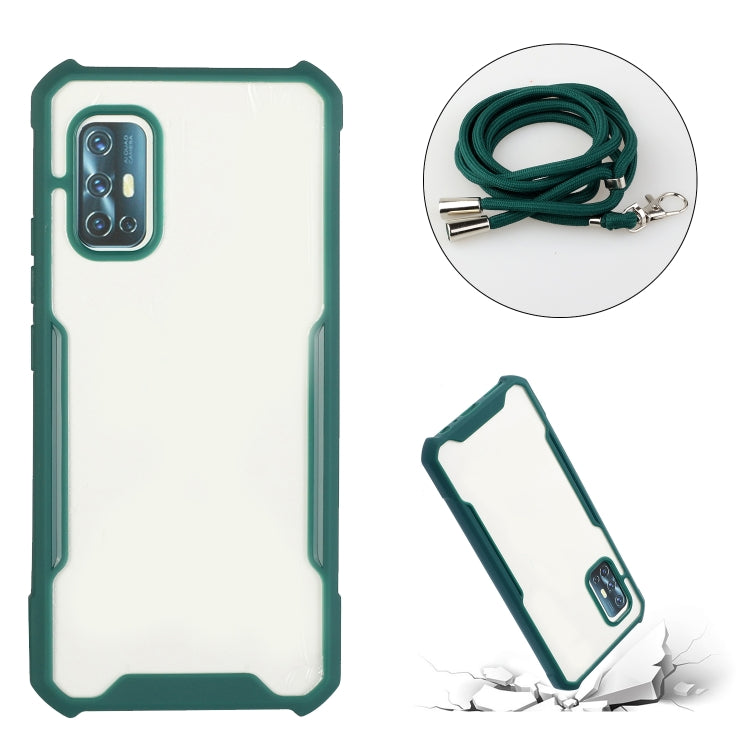 For vivo V19 (Indian Version) Acrylic + Color TPU Shockproof Case with Neck Lanyard