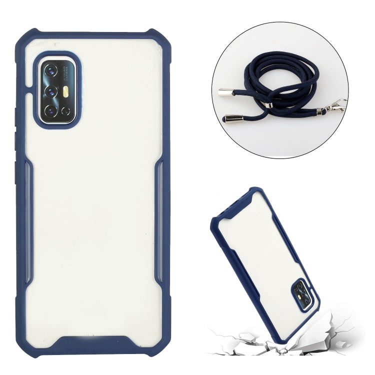 For vivo V19 (Indian Version) Acrylic + Color TPU Shockproof Case with Neck Lanyard