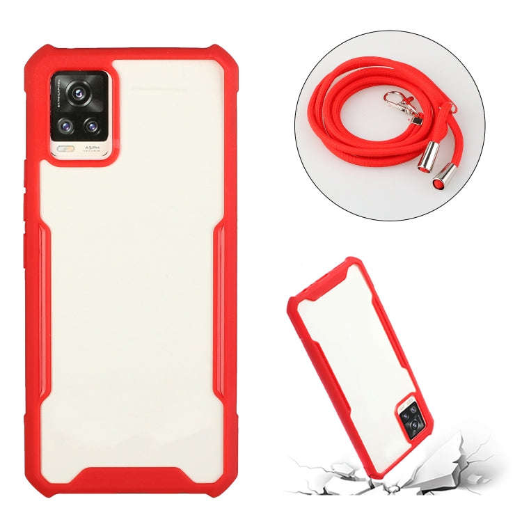 For vivo V20 Acrylic + Color TPU Shockproof Case with Neck Lanyard