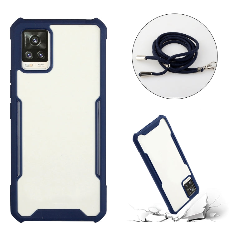 For vivo V20 Acrylic + Color TPU Shockproof Case with Neck Lanyard