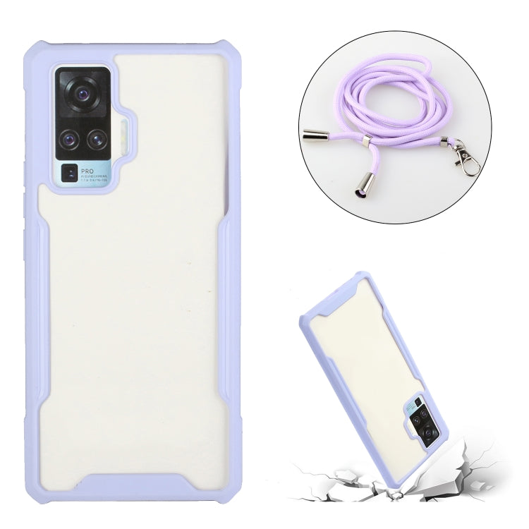 For vivo X50 Pro Acrylic + Color TPU Shockproof Case with Neck Lanyard
