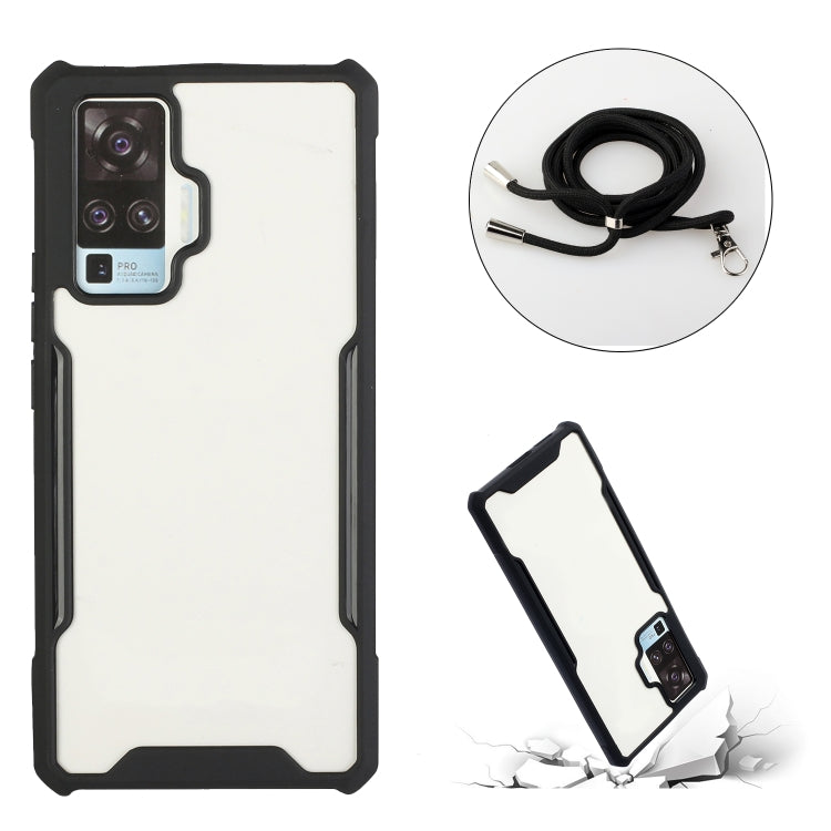 For vivo X50 Pro Acrylic + Color TPU Shockproof Case with Neck Lanyard