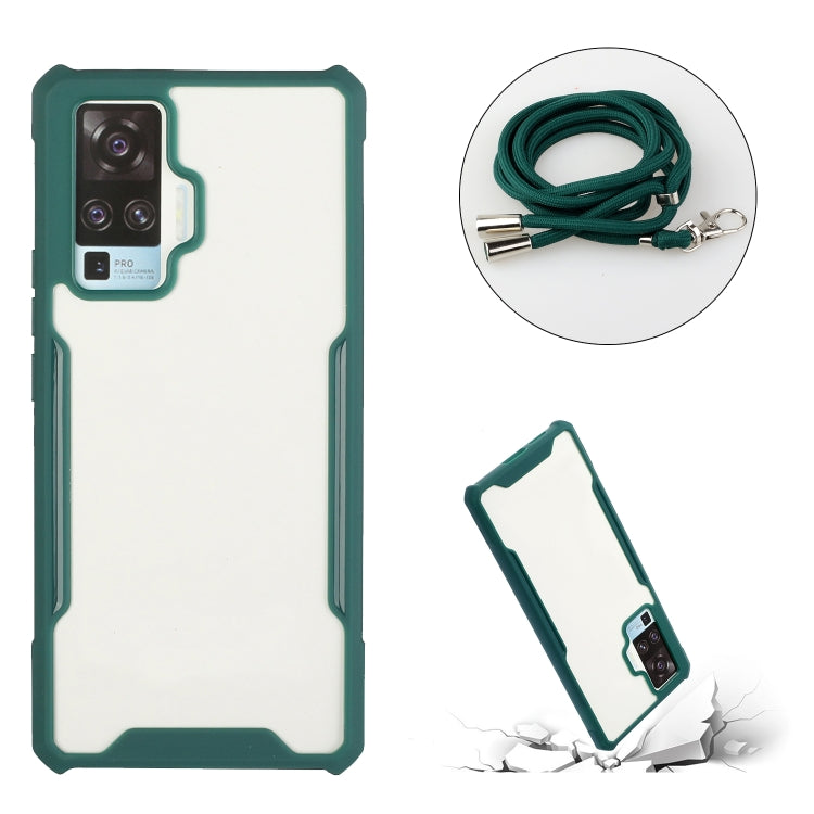 For vivo X50 Pro Acrylic + Color TPU Shockproof Case with Neck Lanyard