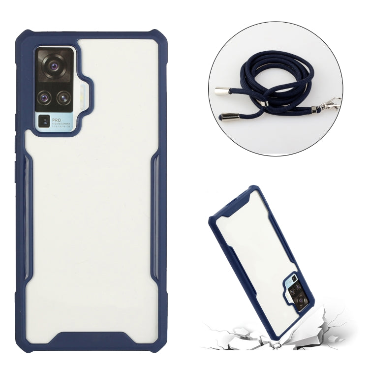 For vivo X50 Pro Acrylic + Color TPU Shockproof Case with Neck Lanyard