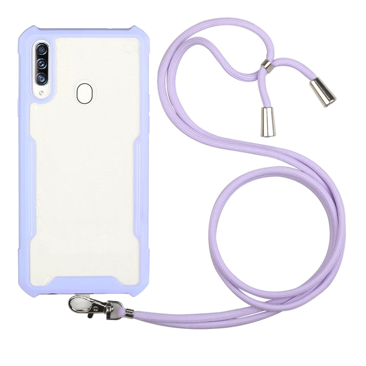 For vivo Y91/Y91i (Rear-mounted Fingerprint) Acrylic + Color TPU Shockproof Case with Neck Lanyard