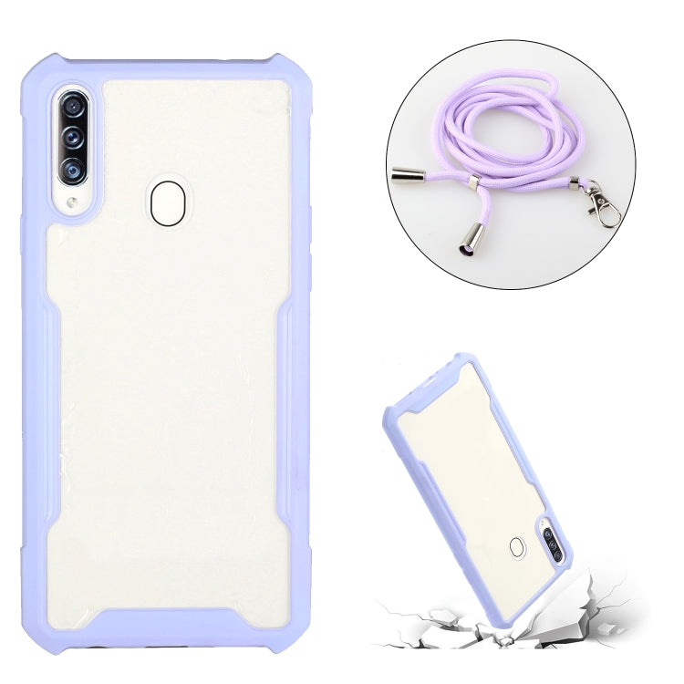 For vivo Y91/Y91i (Rear-mounted Fingerprint) Acrylic + Color TPU Shockproof Case with Neck Lanyard