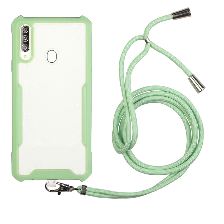 For vivo Y91/Y91i (Rear-mounted Fingerprint) Acrylic + Color TPU Shockproof Case with Neck Lanyard