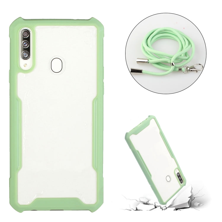 For vivo Y91/Y91i (Rear-mounted Fingerprint) Acrylic + Color TPU Shockproof Case with Neck Lanyard