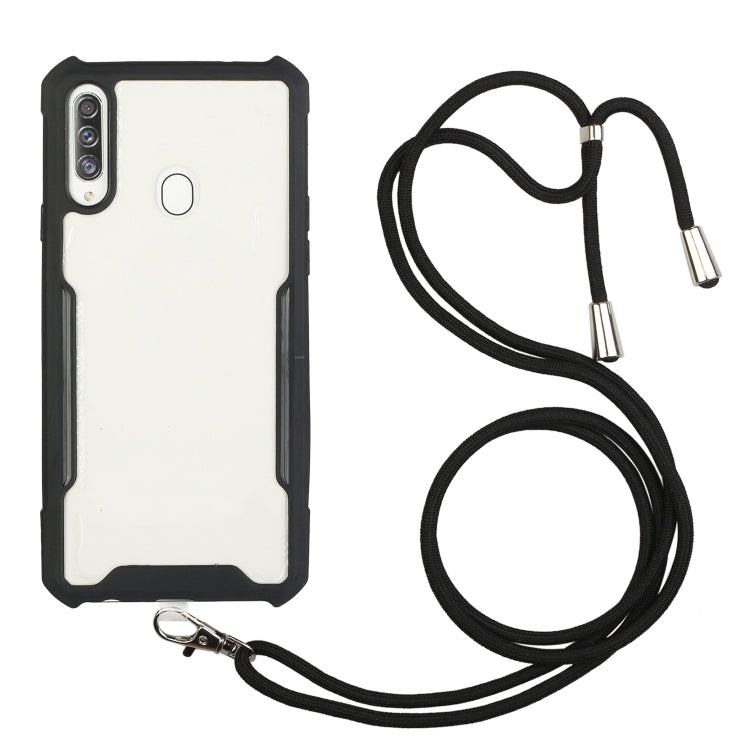 For vivo Y91/Y91i (Rear-mounted Fingerprint) Acrylic + Color TPU Shockproof Case with Neck Lanyard