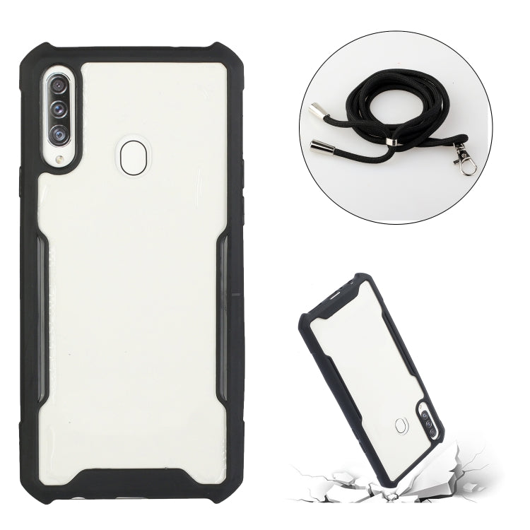 For vivo Y91/Y91i (Rear-mounted Fingerprint) Acrylic + Color TPU Shockproof Case with Neck Lanyard