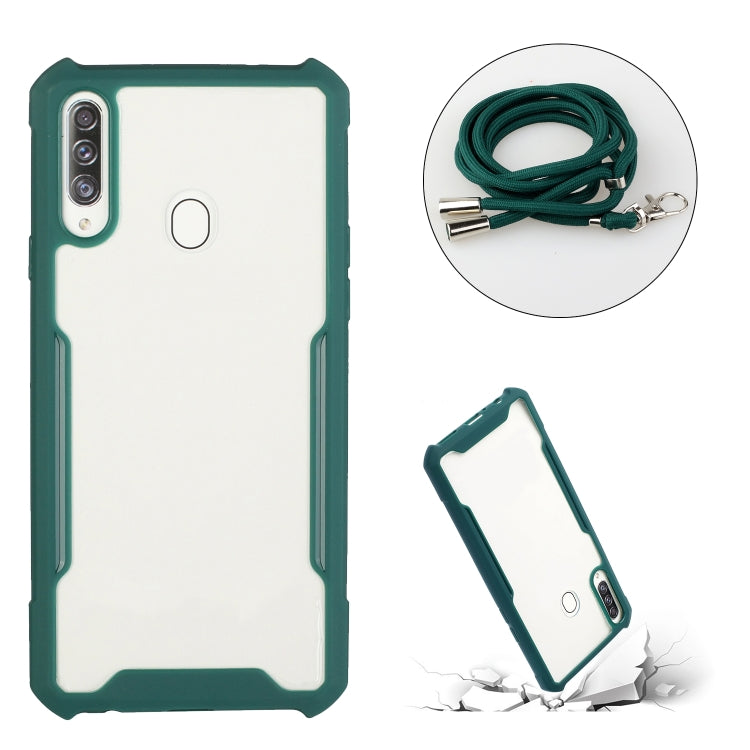 For vivo Y91/Y91i (Rear-mounted Fingerprint) Acrylic + Color TPU Shockproof Case with Neck Lanyard