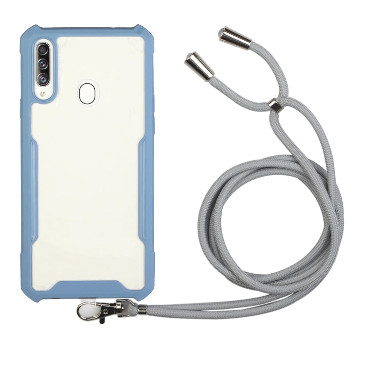For vivo Y91/Y91i (Rear-mounted Fingerprint) Acrylic + Color TPU Shockproof Case with Neck Lanyard