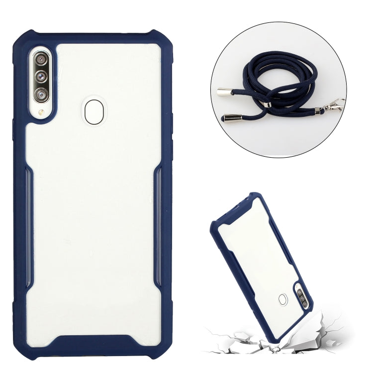 For vivo Y91/Y91i (Rear-mounted Fingerprint) Acrylic + Color TPU Shockproof Case with Neck Lanyard