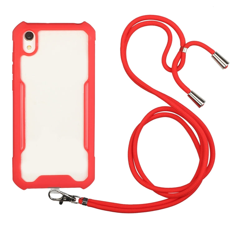 For vivo Y91c/Y93/Y95 (Front-mounted Fingerprint) Acrylic + Color TPU Shockproof Case with Neck Lanyard
