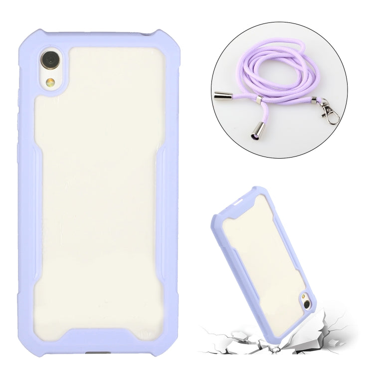 For vivo Y91c/Y93/Y95 (Front-mounted Fingerprint) Acrylic + Color TPU Shockproof Case with Neck Lanyard