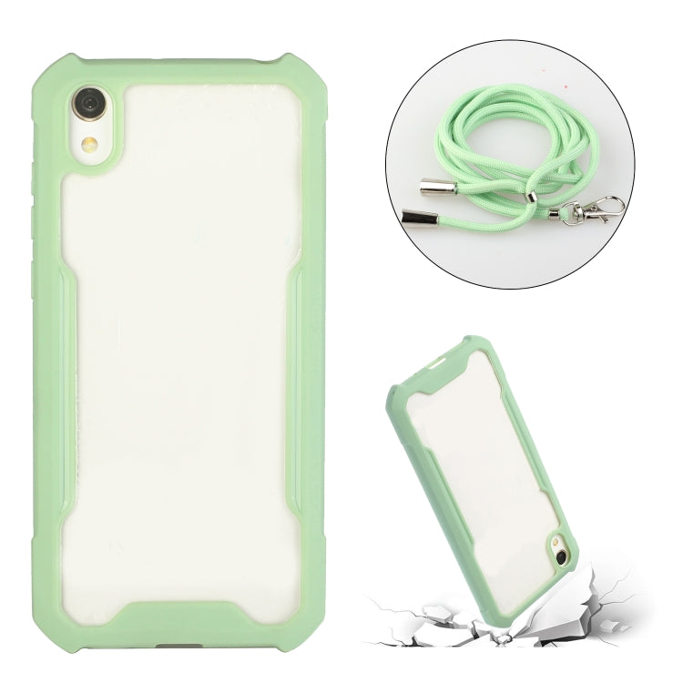 For vivo Y91c/Y93/Y95 (Front-mounted Fingerprint) Acrylic + Color TPU Shockproof Case with Neck Lanyard