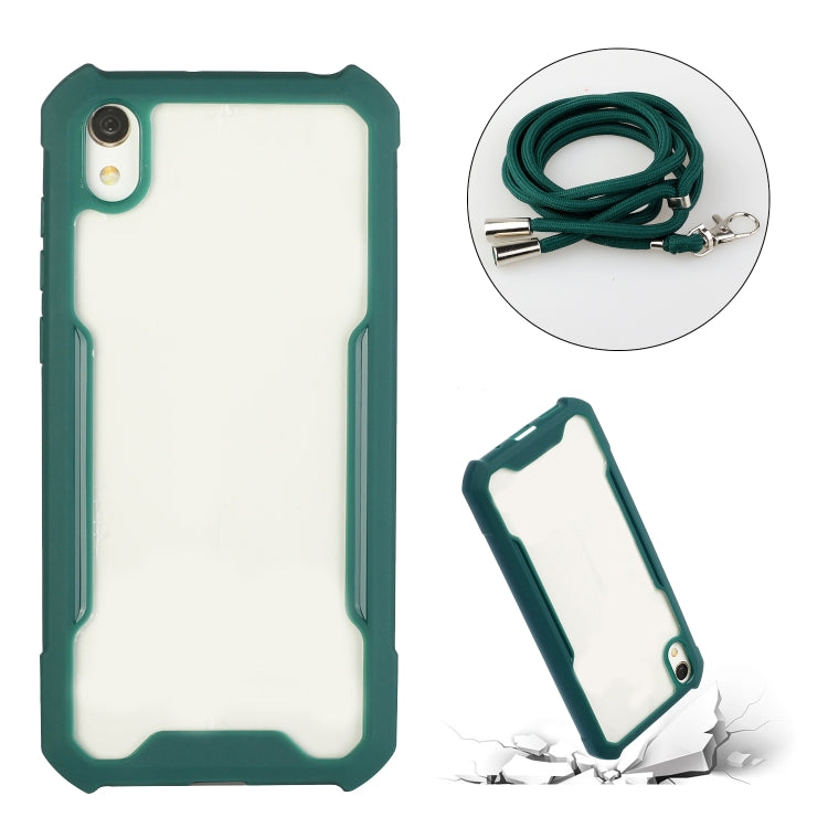 For vivo Y91c/Y93/Y95 (Front-mounted Fingerprint) Acrylic + Color TPU Shockproof Case with Neck Lanyard