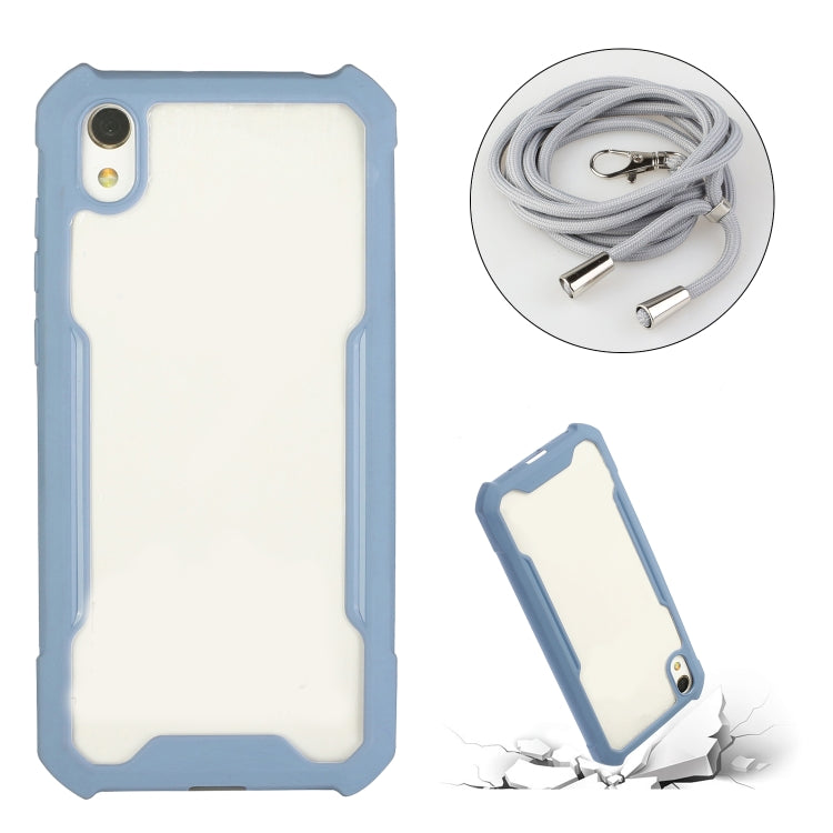 For vivo Y91c/Y93/Y95 (Front-mounted Fingerprint) Acrylic + Color TPU Shockproof Case with Neck Lanyard