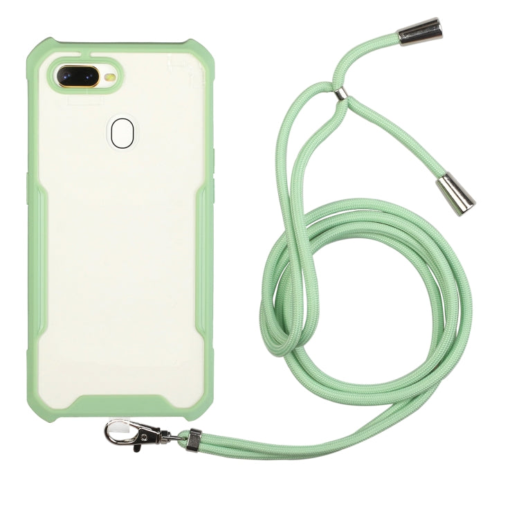 For OPPO A12 / A5s / A7 / A11k Acrylic + Color TPU Shockproof Case with Neck Lanyard