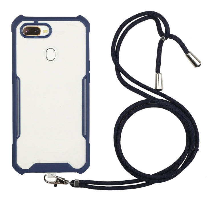For OPPO A12 / A5s / A7 / A11k Acrylic + Color TPU Shockproof Case with Neck Lanyard