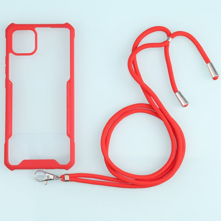 For OPPO A15 Acrylic + Color TPU Shockproof Case with Neck Lanyard