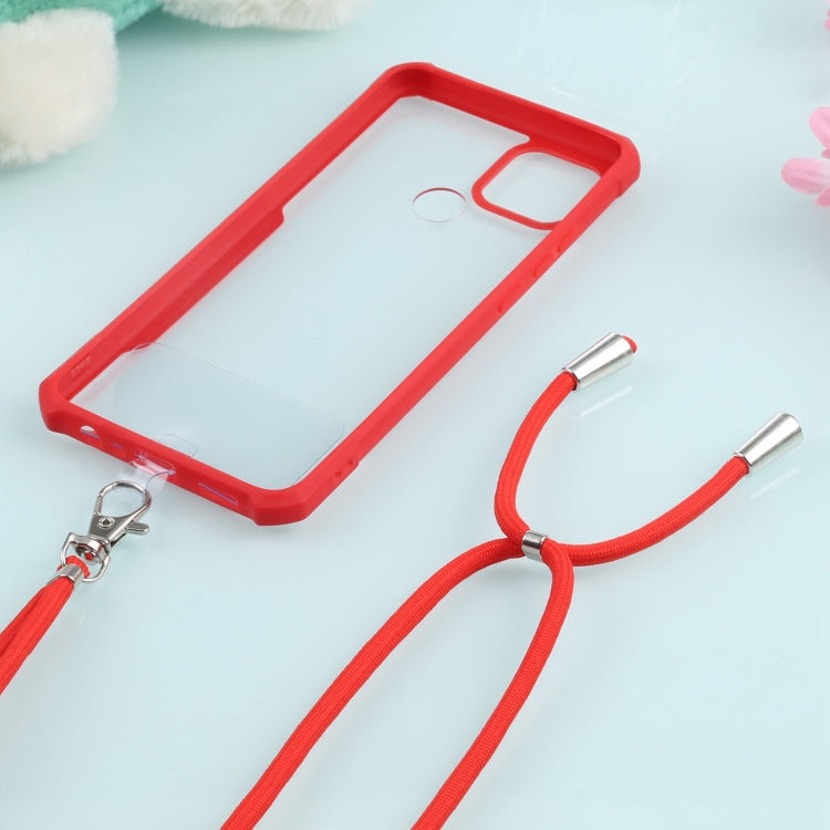 For OPPO A15 Acrylic + Color TPU Shockproof Case with Neck Lanyard