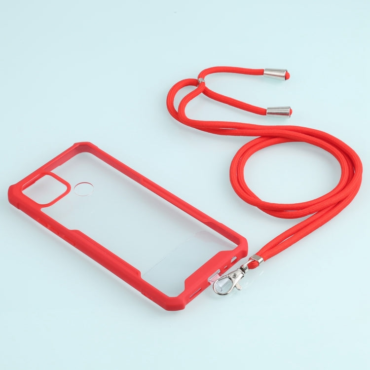 For OPPO A15 Acrylic + Color TPU Shockproof Case with Neck Lanyard