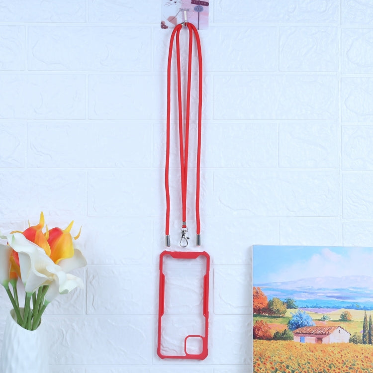 For OPPO A15 Acrylic + Color TPU Shockproof Case with Neck Lanyard