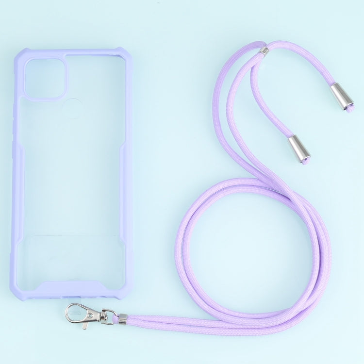 For OPPO A15 Acrylic + Color TPU Shockproof Case with Neck Lanyard