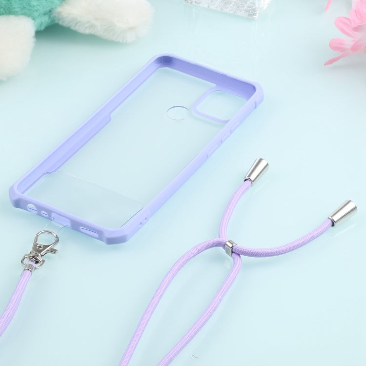 For OPPO A15 Acrylic + Color TPU Shockproof Case with Neck Lanyard