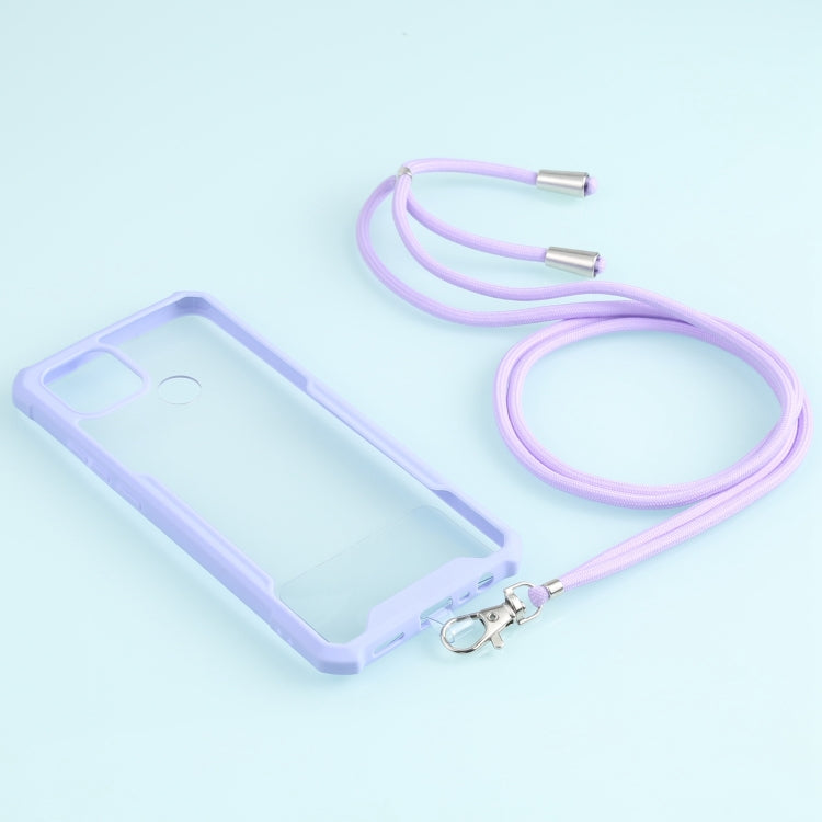 For OPPO A15 Acrylic + Color TPU Shockproof Case with Neck Lanyard