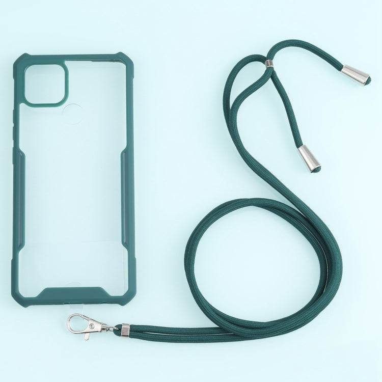 For OPPO A15 Acrylic + Color TPU Shockproof Case with Neck Lanyard