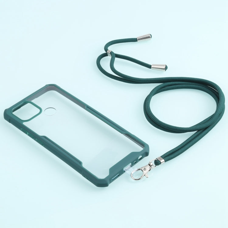 For OPPO A15 Acrylic + Color TPU Shockproof Case with Neck Lanyard