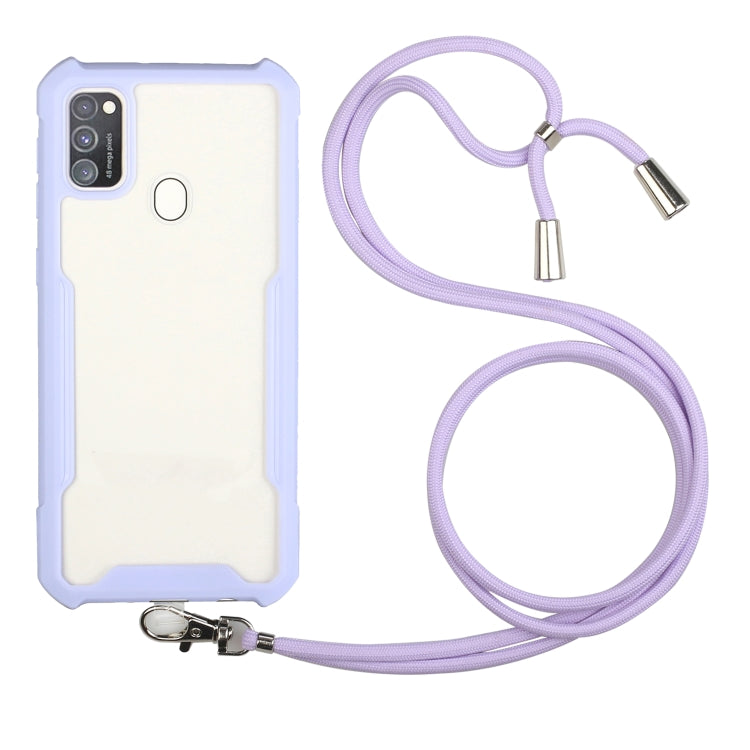 For OPPO A53 2020 / A32 / A33 Acrylic + Color TPU Shockproof Case with Neck Lanyard