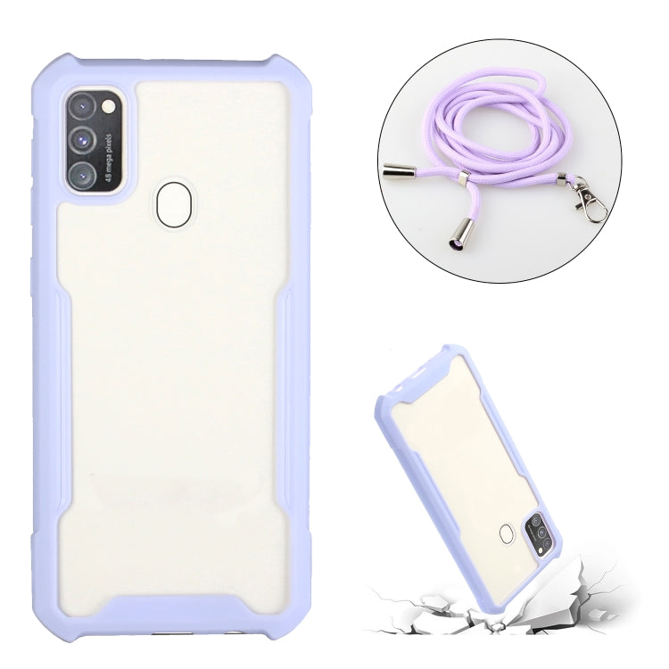 For OPPO A53 2020 / A32 / A33 Acrylic + Color TPU Shockproof Case with Neck Lanyard