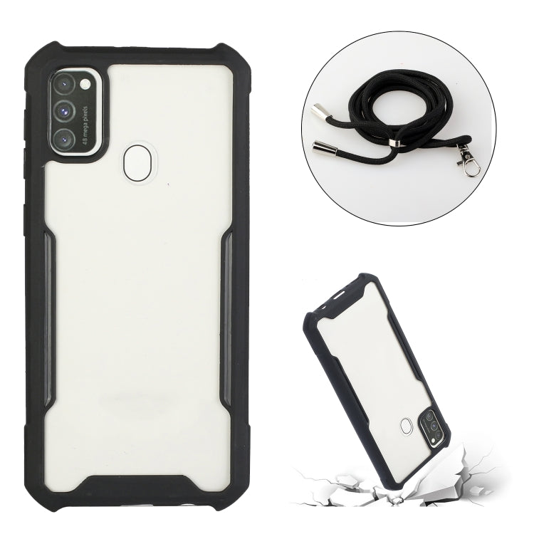 For OPPO A53 2020 / A32 / A33 Acrylic + Color TPU Shockproof Case with Neck Lanyard