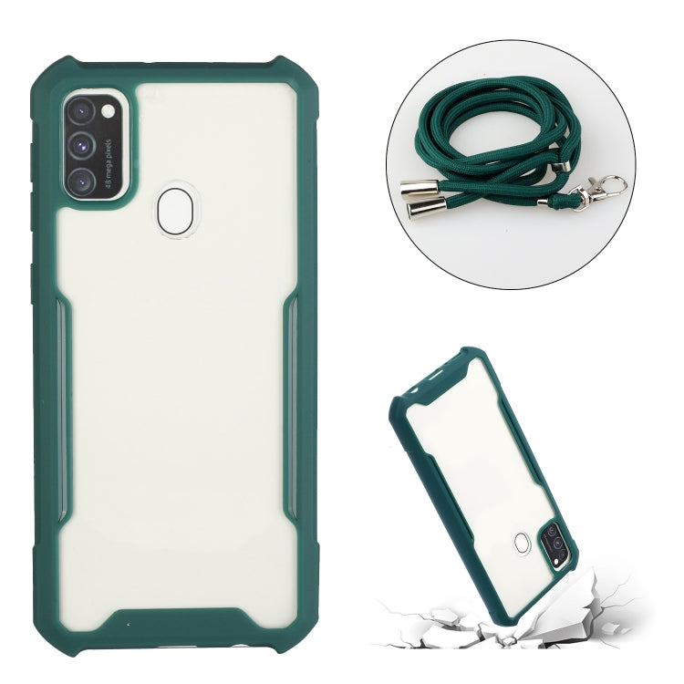 For OPPO A53 2020 / A32 / A33 Acrylic + Color TPU Shockproof Case with Neck Lanyard