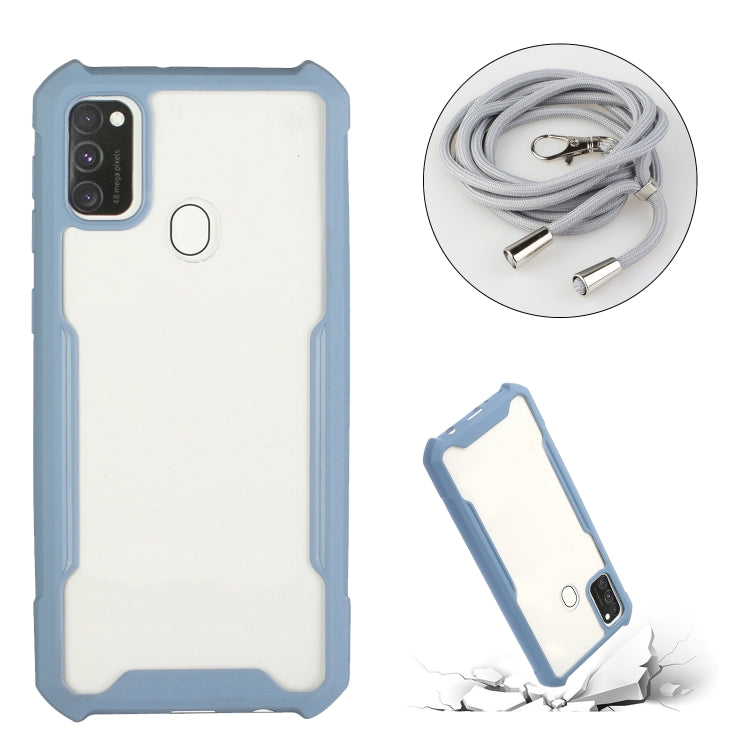 For OPPO A53 2020 / A32 / A33 Acrylic + Color TPU Shockproof Case with Neck Lanyard