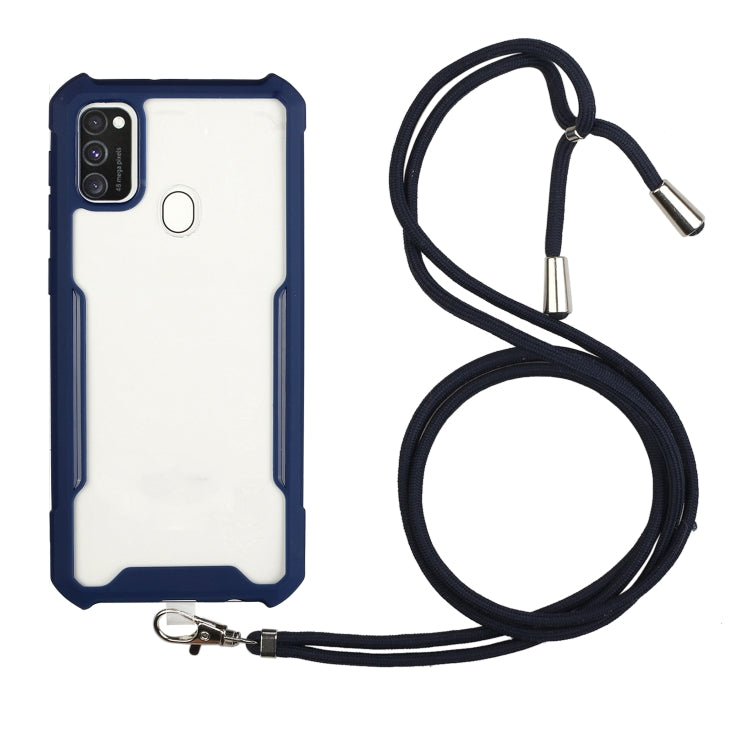 For OPPO A53 2020 / A32 / A33 Acrylic + Color TPU Shockproof Case with Neck Lanyard