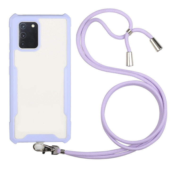 For OPPO F17 / A73 4G Acrylic + Color TPU Shockproof Case with Neck Lanyard