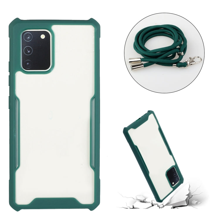 For OPPO F17 / A73 4G Acrylic + Color TPU Shockproof Case with Neck Lanyard