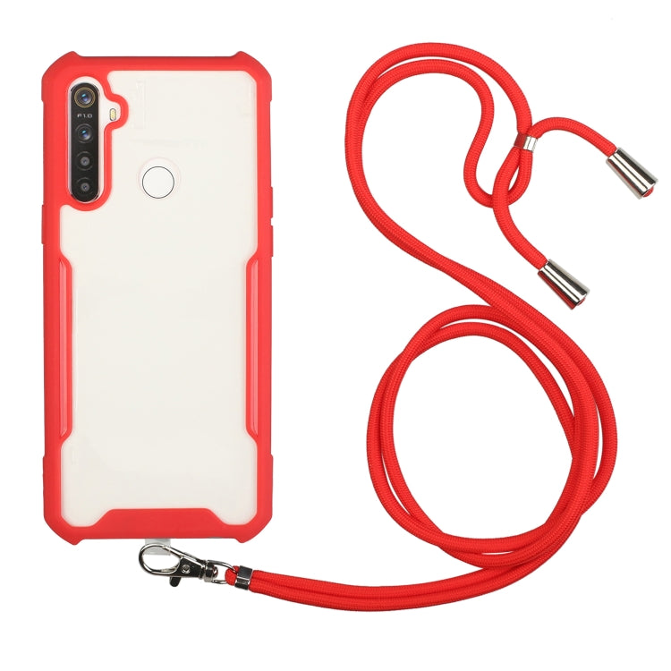 For OPPO Realme C15 / C12 / Narzo 20 Acrylic + Color TPU Shockproof Case with Neck Lanyard