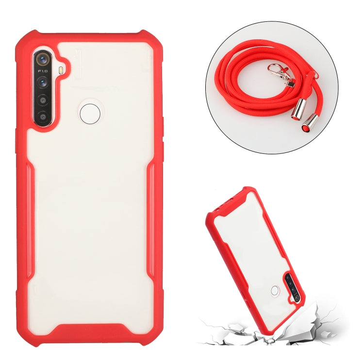 For OPPO Realme C15 / C12 / Narzo 20 Acrylic + Color TPU Shockproof Case with Neck Lanyard
