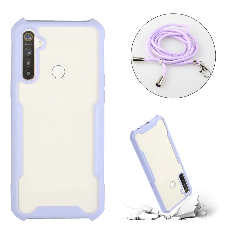 For OPPO Realme C15 / C12 / Narzo 20 Acrylic + Color TPU Shockproof Case with Neck Lanyard