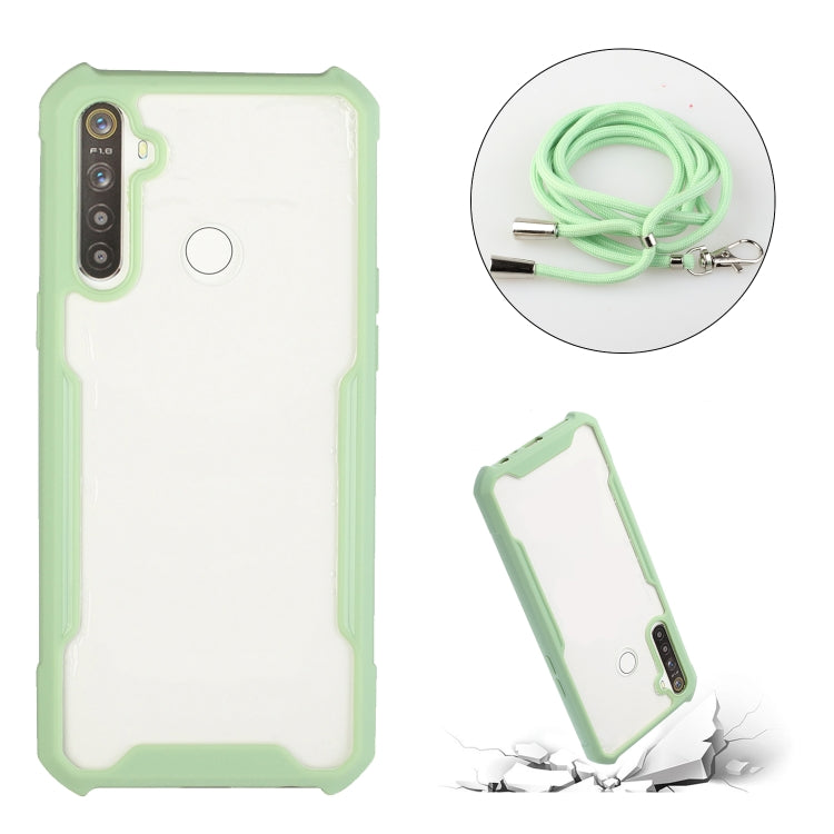 For OPPO Realme C15 / C12 / Narzo 20 Acrylic + Color TPU Shockproof Case with Neck Lanyard
