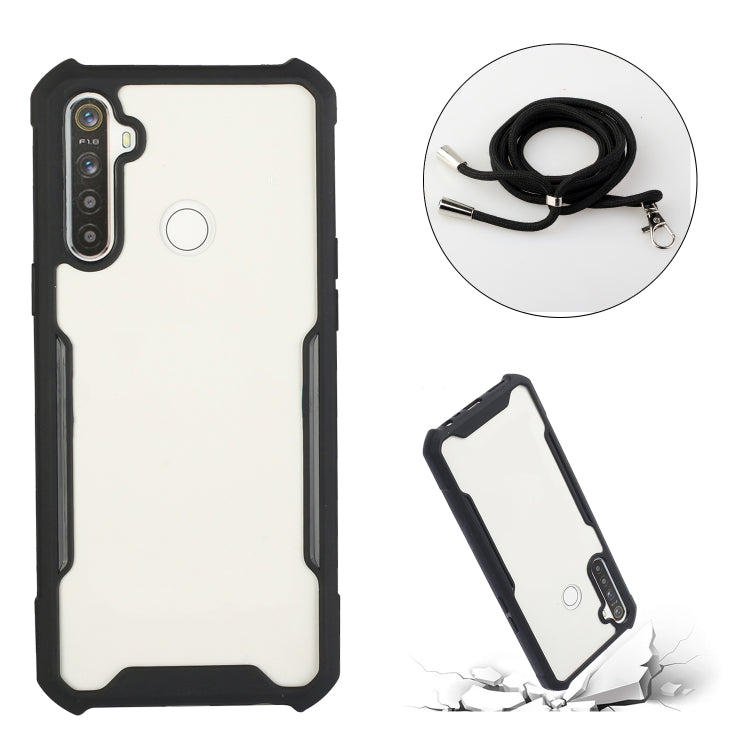 For OPPO Realme C15 / C12 / Narzo 20 Acrylic + Color TPU Shockproof Case with Neck Lanyard