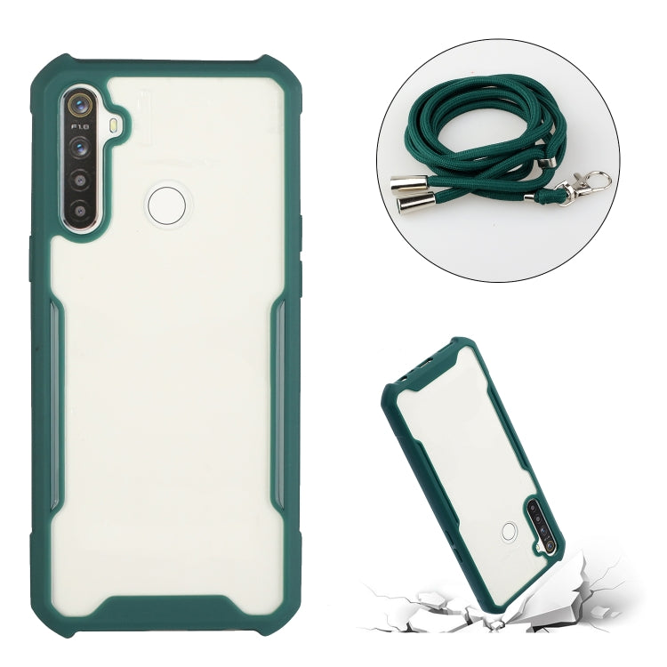 For OPPO Realme C15 / C12 / Narzo 20 Acrylic + Color TPU Shockproof Case with Neck Lanyard